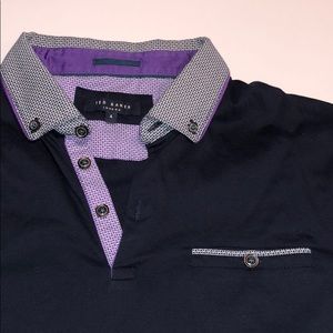 Mens Ted Baker Short Sleeve Polo Navy Blue